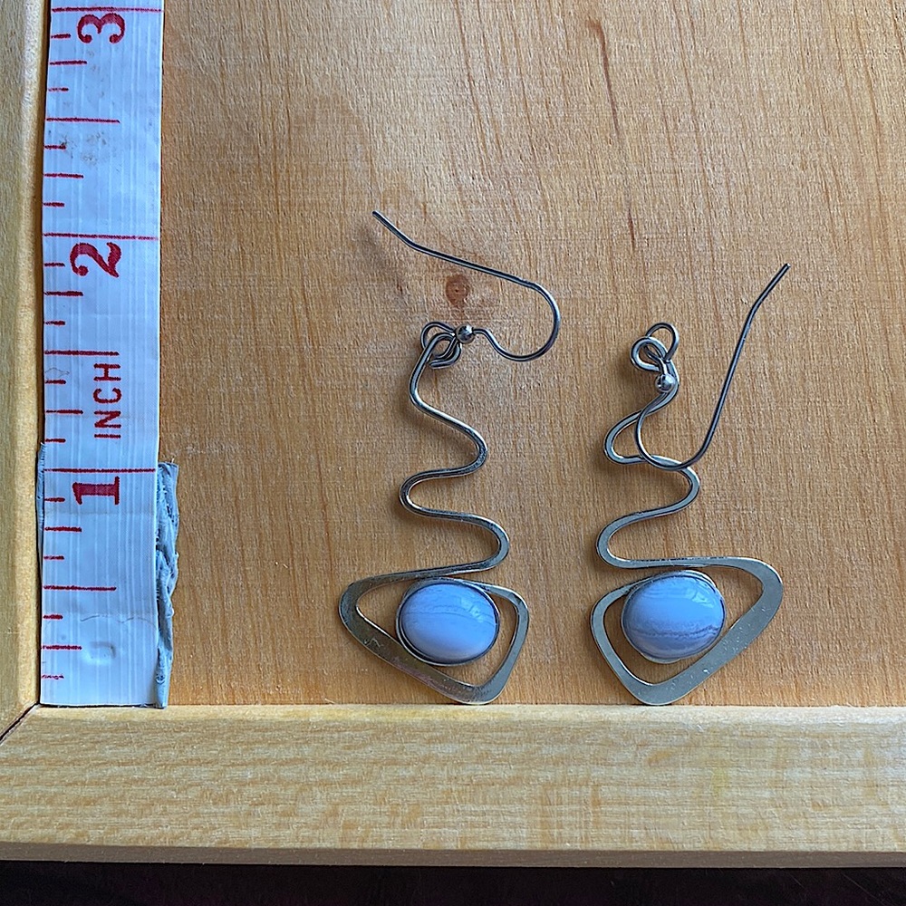 Silver Forest  Agate earrings